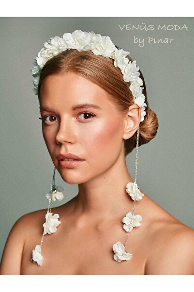 VENÜS MODA by Pınar Νέα σεζόν Λευκή λουλουδάτη νυφική ​​τιάρα