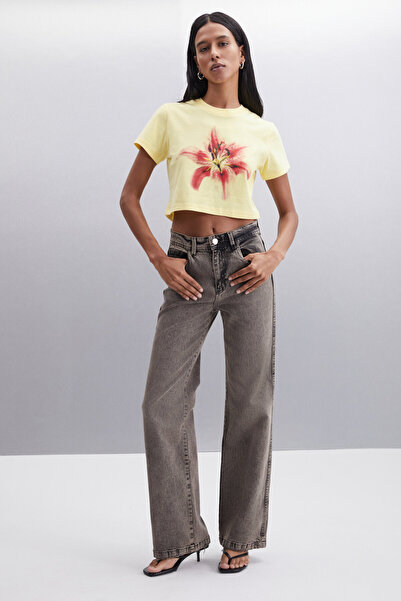 GRIMELANGE IGNACIO Women's - Yellow 100% Cotton Crop T-Shirt