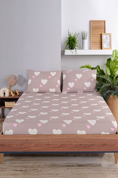 Eponj Home Double Heart Dried Rose - Pes Elastic Sheet Set