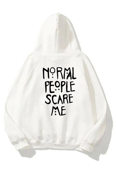 The Champ Clothing Φούτερ με κουκούλα Fleece Normal People Scare Me με στάμπα λευκό Unisex φούτερ με κουκούλα