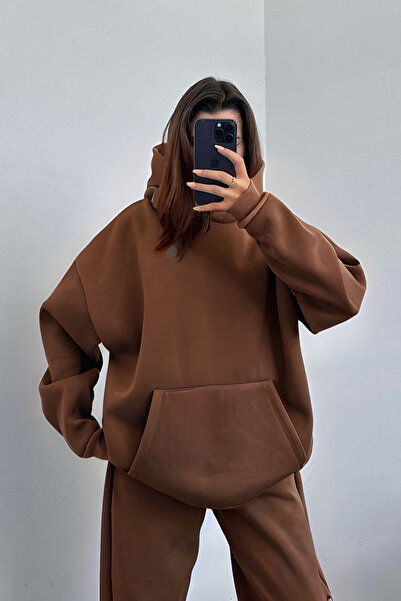 CMZ COLLECTİON Γυναικείο σετ φόρμας με φαρδιά, μαλακή βαμβακερή κουκούλα