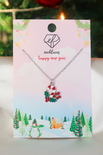 EFBUTİK Cocina Walking Stick Candy Necklace with Silver Color Chain