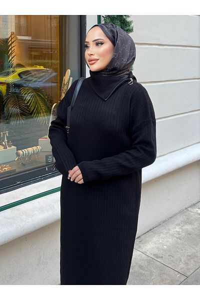 SAHRA BUTİK Black Zippered Neckline - Field Boutique Dress