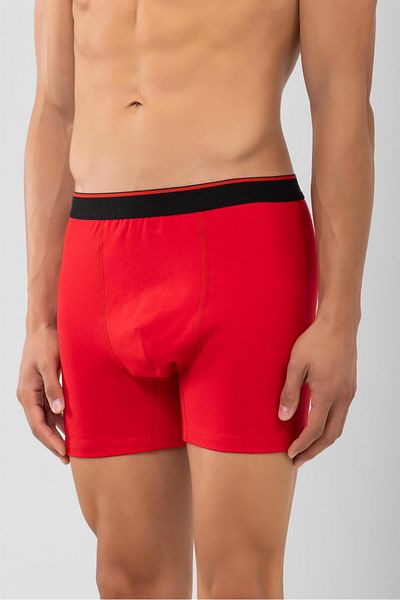 BAYKAR Cotton Black Striped Lycra Classic Men's Boxers 2 Pack Red