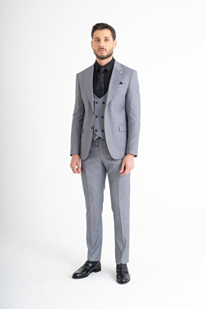Suitmen Slim Fit Yelekli Takım Elbise - Gri