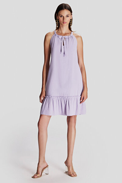 Naramaxx Yakası Bağlamalı Fırfırlı Elbise