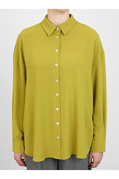 Refka Aerobin Düğme Detaylı Bluz / Gömlek - Yağ Yeşili -
