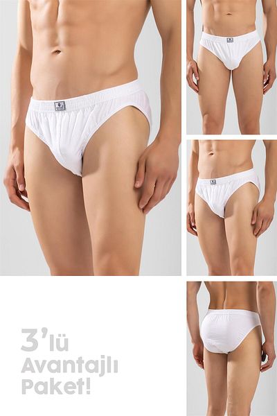 BAYKAR Ανδρικά βαμβακερά ελαστικά στη μέση Flat Slip σλιπ 3 Πακέτο Λευκό