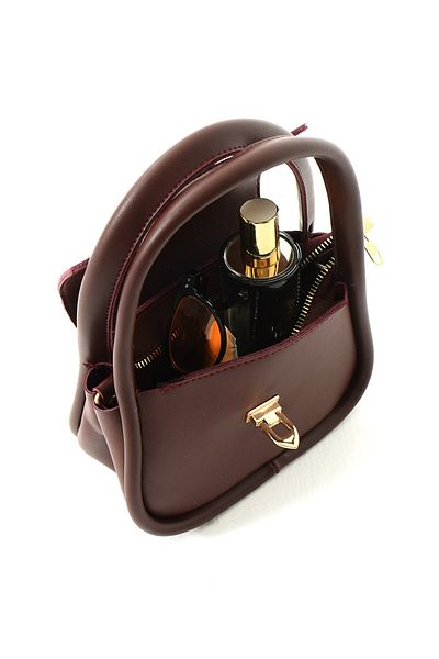Judour Bags Geantă Burgundy Judour - Mâner de mână cu curea încrucișată reglabilă, cu detaliu de blocare și fitil