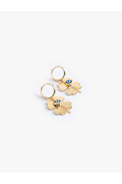 Koton Bead Detailed Evil Eye Clover Earrings