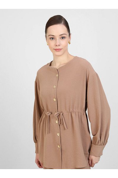 Refka Aerobin Belden & Tunic & Pants Set - Milk & Coffee Colors