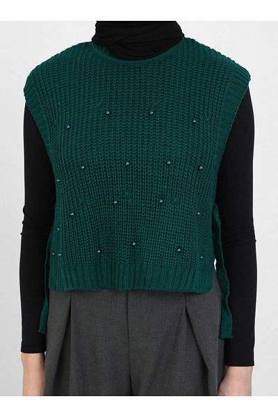 Por La Cara Zumrut Green Knitwear Sweater - Por La Cara Model