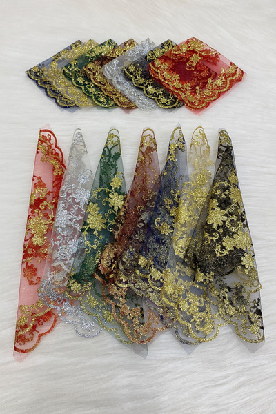 ZEYMERADE منديل فضي للعروس والعريس، منديل حلاي للعروس والعريس، 10 قطع بألوان ...