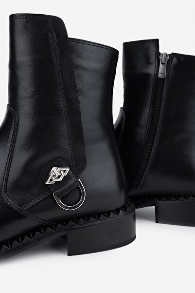 Valmenti Kadın Hakiki Deri Siyah Deri Düz Bot