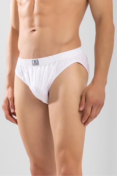 BAYKAR Ανδρικά βαμβακερά ελαστικά στη μέση Flat Slip σλιπ 3 Πακέτο Λευκό