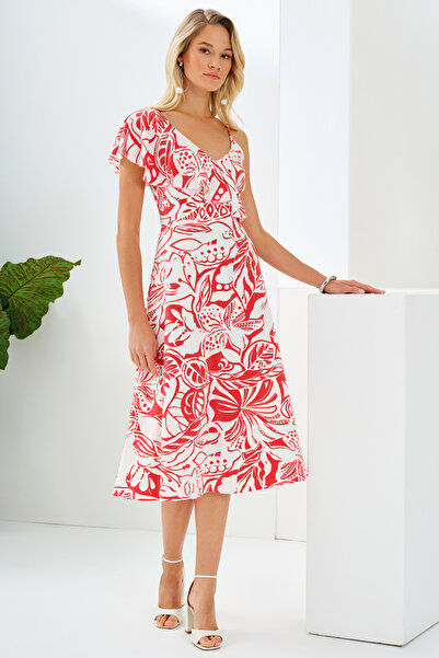 Naramaxx Asimetrik Fırfır Detaylı Şık Elbise