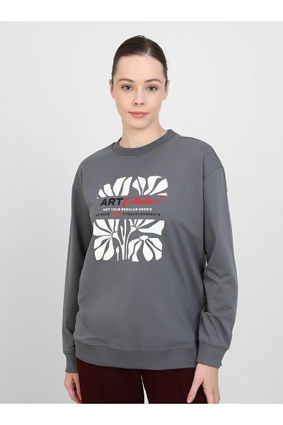 Benin Λεπτομερές φούτερ Benin Grey Melage Print