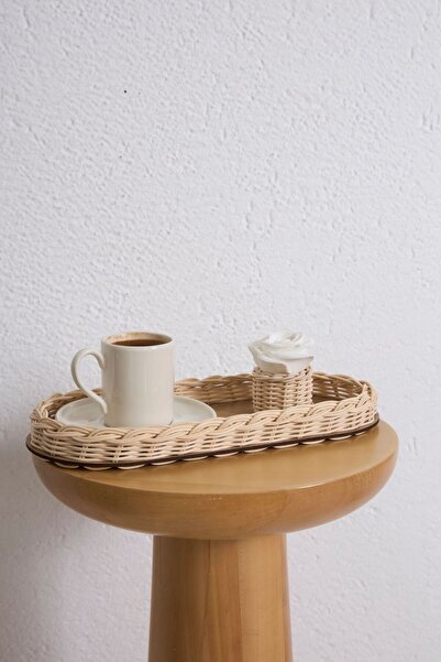 Maison Avf Set of 2 Rattan Organizer and Rose Holder Presentation Set - Coffee Rattan Tray