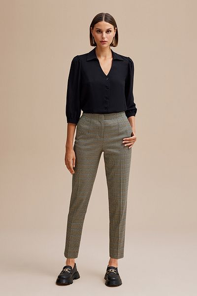 Naramaxx Houndstooth Patterned Pipe Leg Trousers