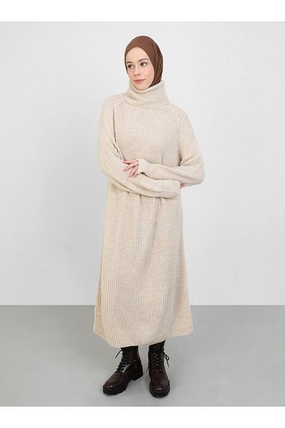 Por La Cara Thessaloniki Knitted Fishing Dress - Stone Color - Por La Cara