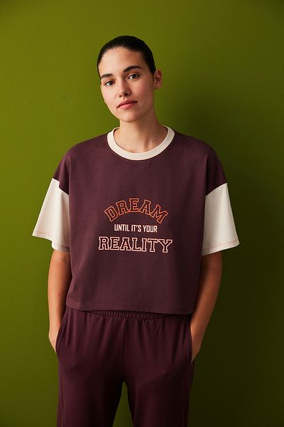 Penti Μπλουζάκι με διπλό χρώμα Crop Slogan