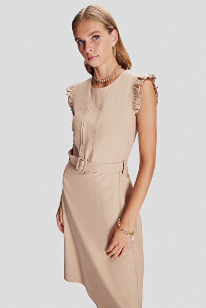 Naramaxx Keten Karışımlı Nervürlü Elbise