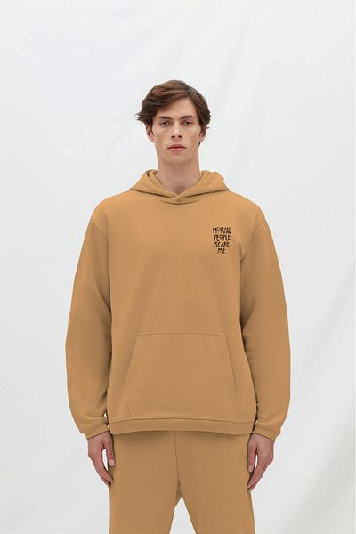 The Champ Clothing Φούτερ με κουκούλα Fleece Normal People Scare Me με στάμπα μπεζ Unisex φούτερ με κουκούλα