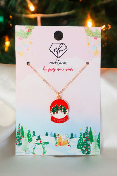 EFBUTİK Happy Pine Tree Necklace with Gold Color Chain