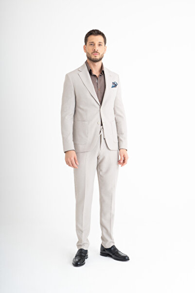 Suitmen Slim Fit Takım Elbise - Bej-Kahverengi