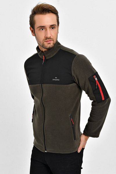 DYNAMO Men's Khaki Zippered Pocket Fleece Jacket