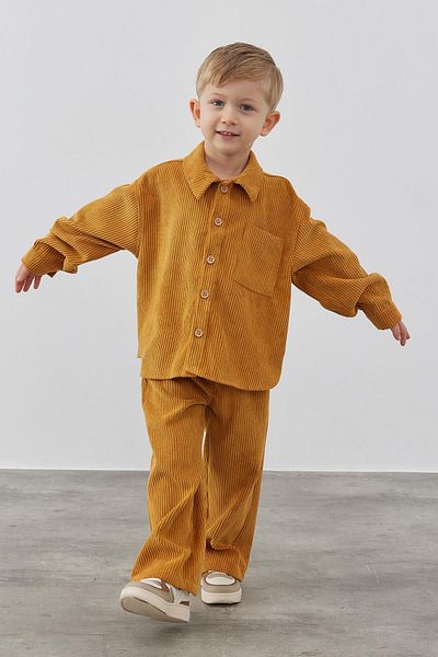 Tics Mustard Velvet Oversize Jacket Set