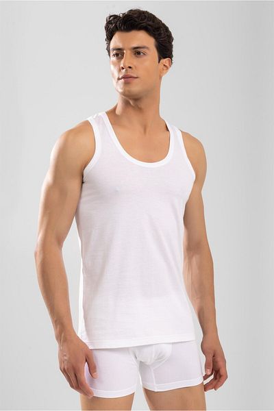 BAYKAR Men's Cotton Classic Regular Plain Undershirt 3 Pack White