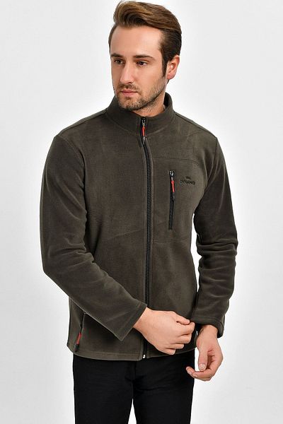 DYNAMO Men's Khaki Zippered Pocket Fleece Jacket