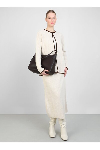 Refka Set de fuste cardigan Harmony bej-maro