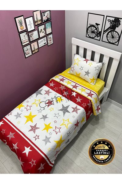 Çetinhome Çetinhome Set cuvertură de pilota unică elastică Galben Roșu