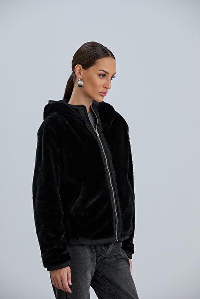 PIQUE Hooded Double Sided Rabbit Plush Women's Coat