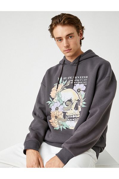 Koton Oversize mikina s kapucí a vyvýšeným potiskem