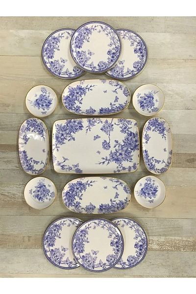 PORLİSMA 15 Pieces Spring Time Breakfast Set for 6 People - Luxury Breakfast Presentation Set Plate