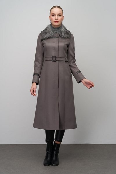 Olcay Șapcă din piele intoarsa din gabardina cu guler detasabil - GRI 6646