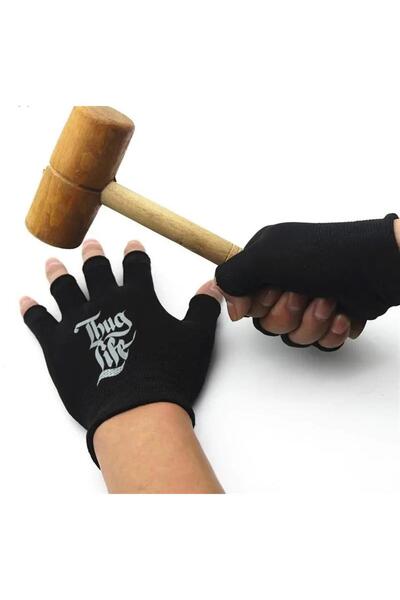 Oldeys قفازات Y2k Thug Life مطبوعة للجنسين باللون الأسود