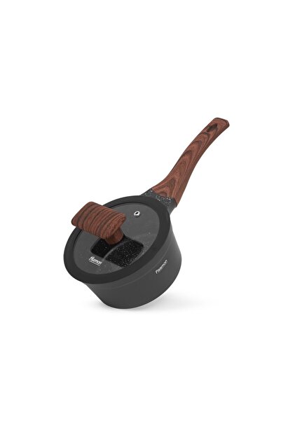 Fissman قدر ألومنيوم سعة 1.2 لتر مع غطاء زجاجي، طلاء رخامي غير لاصق، 16×8 سم،...