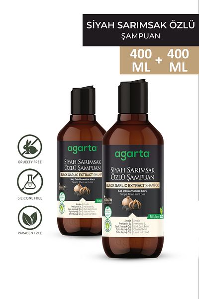 Agarta 2 Natural Anti-Hair Loss Black Garlic Salt-Free Shampoo 400 ml