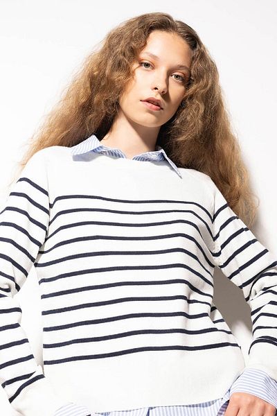 DeFacto Regular Fit Soft Textured Crew Neck Striped Knitwear Sweater Z1317Az24Wn