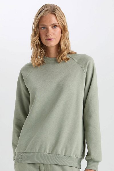 DeFacto Übergroßes, gerades, dickes Basic-Sweatshirt mit Rundhalsausschnitt V2697az24wn
