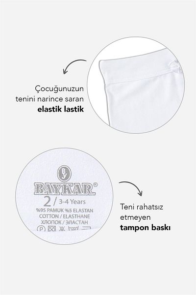 BAYKAR Girl's Cotton Lycra Plain Boxer Shorts 3 Pack White