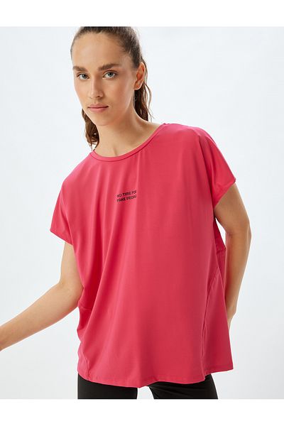 Koton Sports T-Shirt Slogan Printed Comfortable Fit Crew Neck Short Sleeve