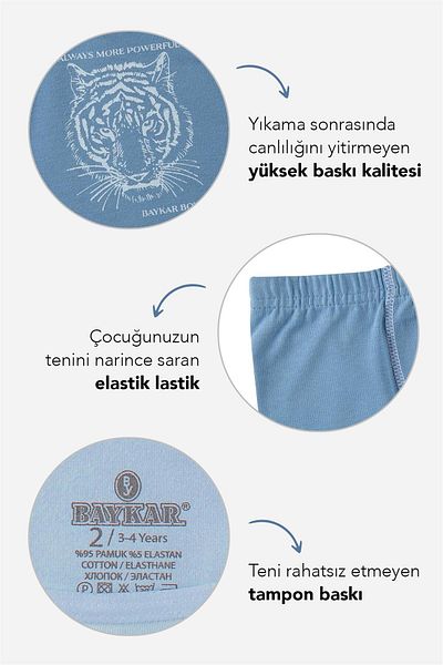 BAYKAR Αγόρια βαμβακερά Rusals Μπλε 3 τεμ