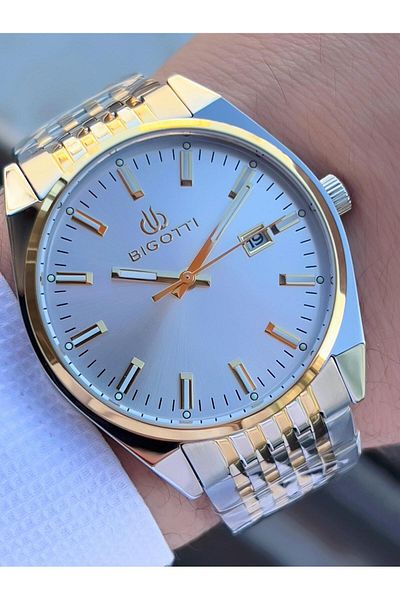 Bigotti 5 Atm Waterproof Men's Wristwatch - Case & Cord Steel Calendar Dial Ebg.10592.5