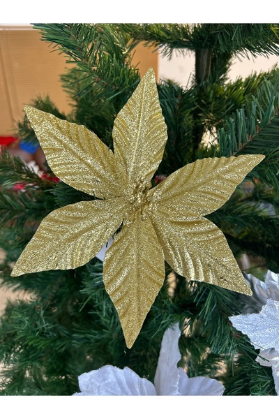 Partifabrik Новорічна ялинка Gold Simli Renk Розкішні квіткові прикраси 25 см...