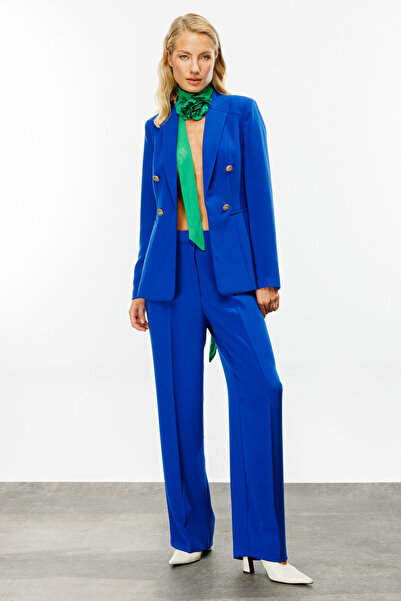 Ekol Kadın Süs Düğmeli Ceket 1009 Saks